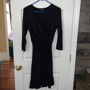 Lands End Black Ponte Wrap Long Sleeve Dress Size Small (6/8)